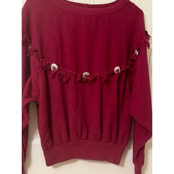 RARE Vintage Concho Fringe New Hero Native American Sweatershirt S - Picture 2 of 5